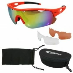 Marque Lunettes Velo Adulte Ges Buzz Rouge (Livrees Avec 3 Jeux De Verres Fumes, Transparents Et Eclairants)
