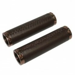 Marque Poignee City Newton Cuir Veritable Marron Avec Double Collier Chc Titane L130Mm (Paire)